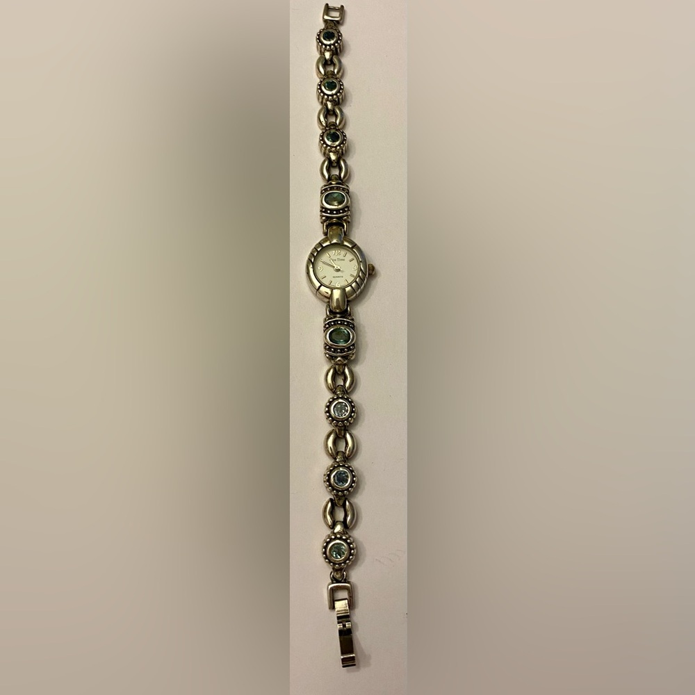 Gem Time Sterling And Topaz Womens Wristwatch